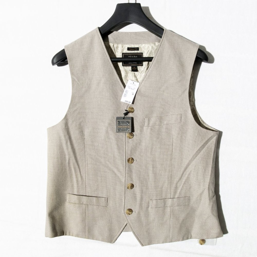 NWT Jos A. Banks Reserve Collection Tailored Fit Basket Weave Vest Size M